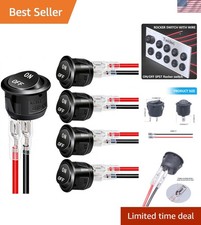 5Pcs 12V Round Rocker Switch AC 6A/250V 10A/125V SPST 2 Pin 2 Position On/Off...