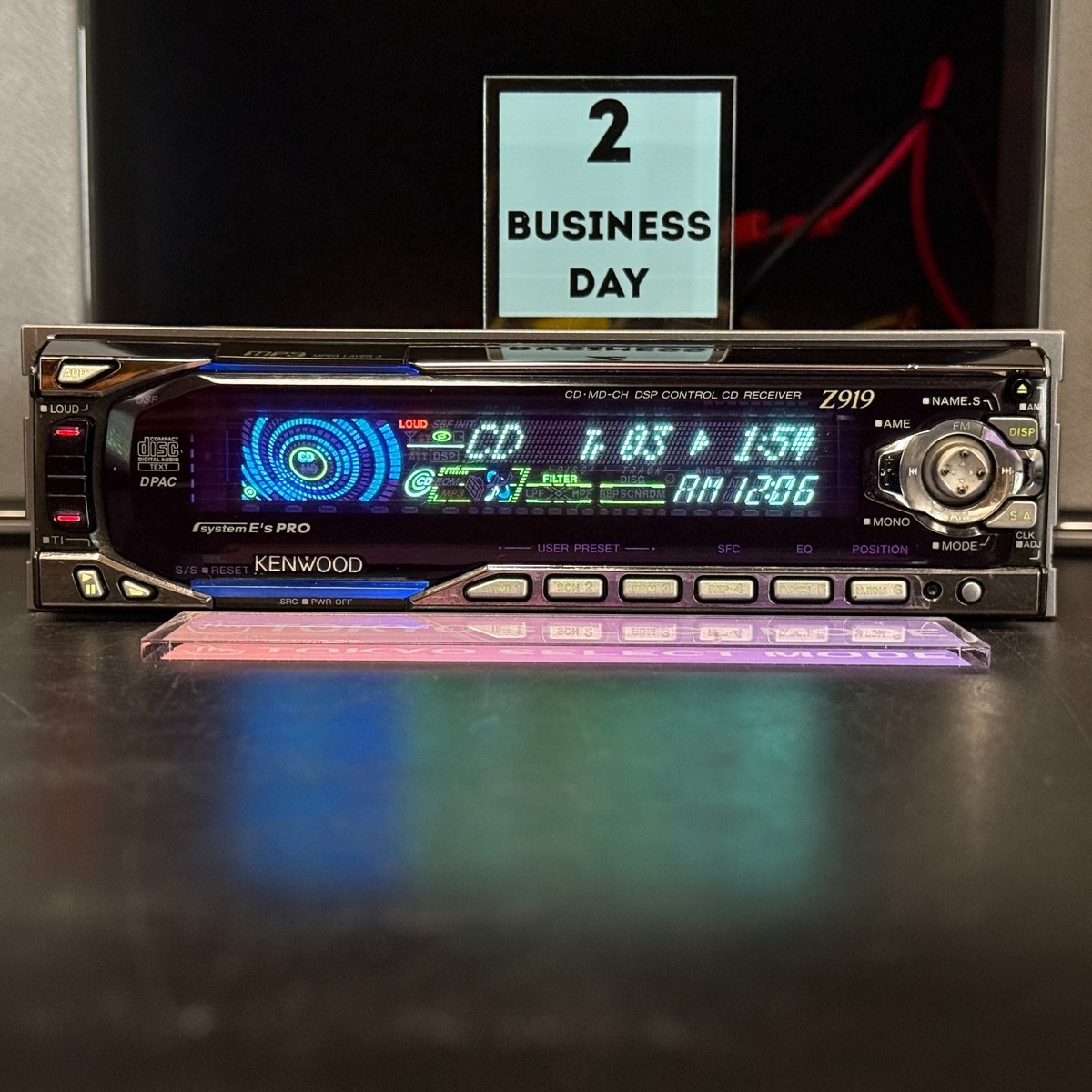 KENWOOD Z919 1DIN Car Audio CD Player JDM Spectrum Analyzer Tested