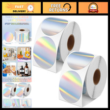 1000 Holographic Thermal Sticker Labels - Self-Adhesive Rainbow Round 2" for DIY