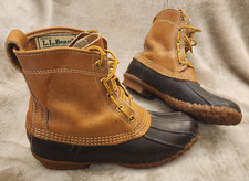 VTG LL Bean Boots Maine Hunting Shoe Unlined Women Size 7 Made In USA No Insoles