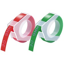 2PK Red Green for Dymo Xpress Label Makers 3D Plastic Embossing Tapes 3/8" 9MM