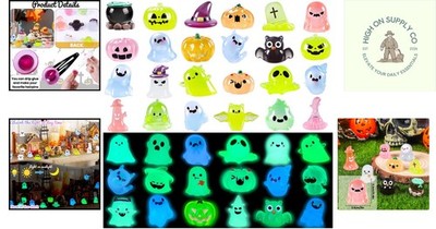 Vibrant 32PCS Halloween Glow Mini Figures   Perfect for Mini Gardens & Gifts