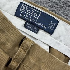 Polo Ralph Lauren Pants 34x31 Brown Chino Classic Fit Cotton Ethan Pleated VTG