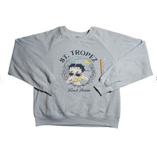Betty Boop Women's Size M Blue St.Tropez Long Sleeve Graphic Sweatshirt FREE S H