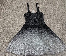 Free People Metallic Ombre Foil Reflected Black Silver Lace S Dress NWT $98