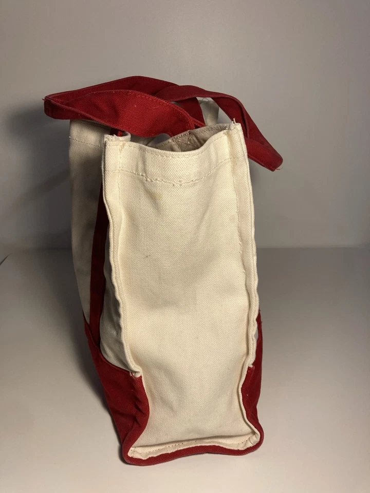 Bolso de Playa Eddie Bauer 100% Algodón Lona Rojo Top Abierto Vacaciones al Aire Libre Foto 3 de 4