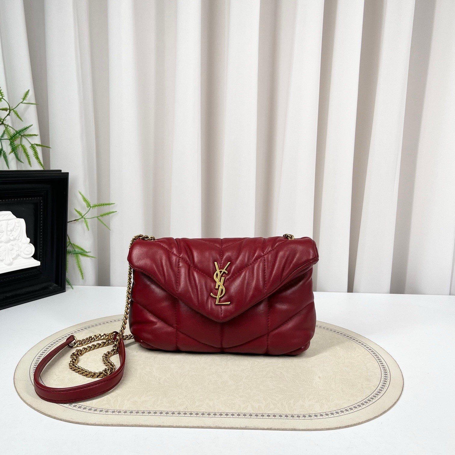 Authentic Pre-owned Saint Laurent Medium Loulou Puffer Cloud Shoulder Bag Red