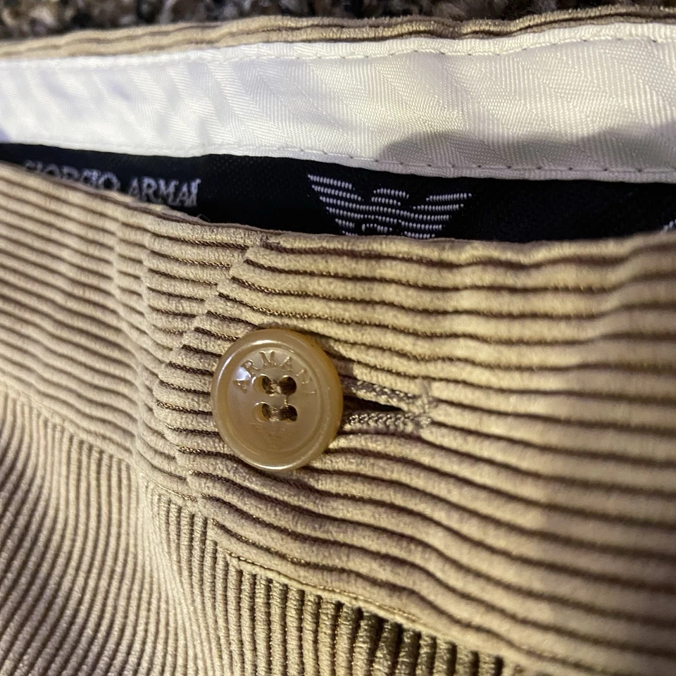 Giorgio Armani Pants Men’s Corduroy Khaki Sz 42 Lecolellezioni Made In Italy - Image 3 of 4