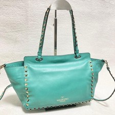 Authentic Valentino Garavani Rockstud Vitello Leather 2Way Tote Shoulder Handbag