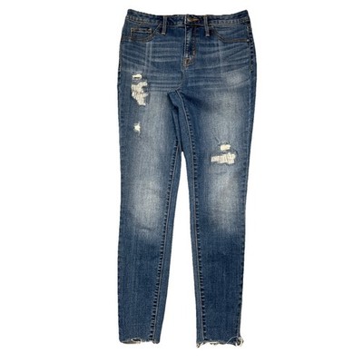 Mossimo High Rise Jegging Jeans 4/27 (27x26.5) Blue Rip Repair Stretch Womens