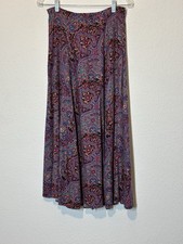 Vintage Y2k Paisley Maxi Skirt Purple  Black Dark Fairy Whimsigoth Boho Size 8
