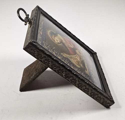 Kleiner Vintage MADONNA DES SCHLEIERS Druck im Vintage Metall Bilderrahmen - Bild 4 von 6