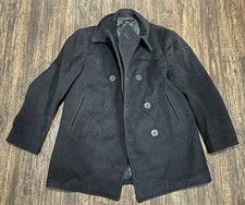 Vintage Kersey Peacoat 44 US Navy Wool Military Issue Heavy coat Anchor 1967 60s