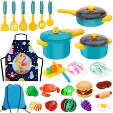 Kids Play Kitchen Accessories Set, Pretend Play Cooking Toys Set, Kitchen Toy...