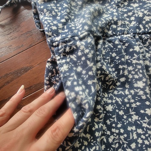 Old Navy Linen Womens XXL Blend Strap Tie Wide Leg Floral Jumpsuit Blue White - Picture 9 of 15