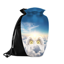 Personalized Pet Urn: Angel Wings Paw Prints - Custom Dog/Cat Memorial