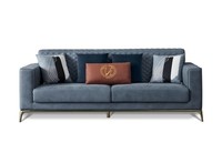 Klassische Polster Sofas Design Luxus Couch Sofa Textil Couchen Blau 3 Sitzer