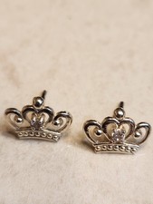 Disney Princess Sterling Silver Crown Stud Earrings 925