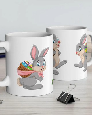 Easter Bunny Cartoon Mug Cute Kids Spring Holiday Gift Coffee Tea