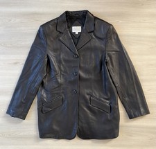Vintage Valerie Stevens Ladies Black Lambskin Leather Jacket Sz L