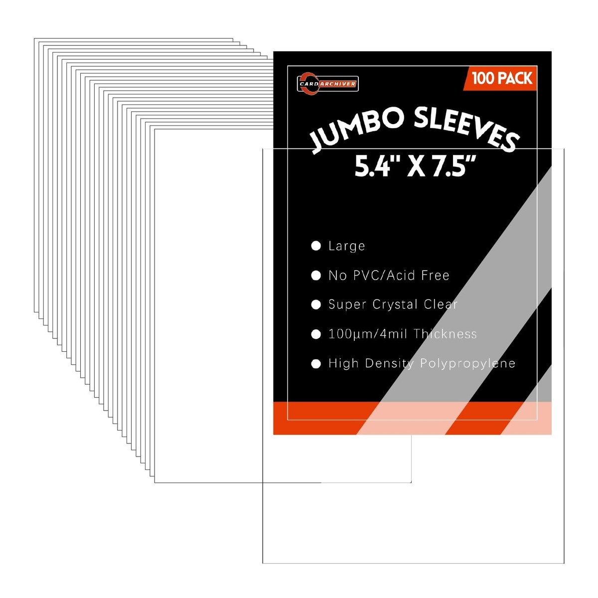 100 Pack Jumbo Card Sleeves Size L (5.4