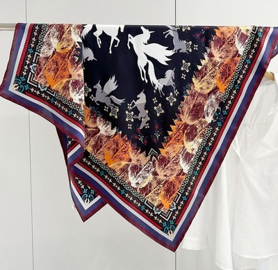 100% Silk Plain satin Scarf Bandanna Square Shawl Big Wrap Flower Print 43''