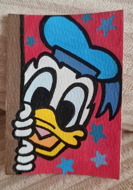 ACEO Original Art Card 2.5 x 3.5 Acrylic Marker Disney Cartoon duck chelsey93
