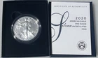 2020-W Burnished American Silver Eagle,  .999 1 oz OGP COA
