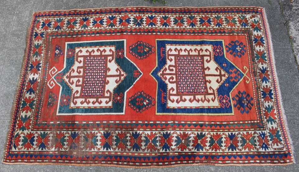 Antique 53"x 82" Caucasian Fachralo Kazak Carpet Featuring Animals c. 1890 - Image 2 of 4