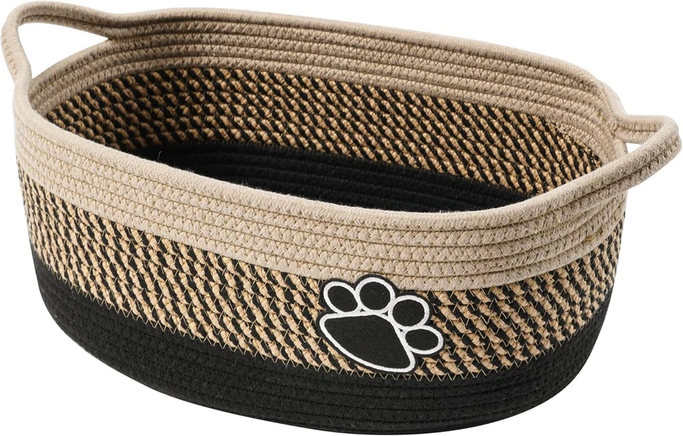 Pequeñas cestas tejidas para organizar cuerda cesta de almacenamiento con mango lindo barro... Foto 2 de 4