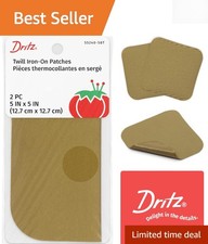 5x5-Inch Khaki Iron-On Twill Patches 2 Count for Stylish Clothing Repair