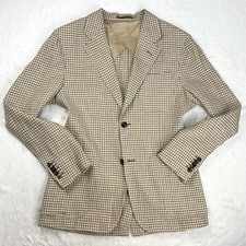 Gucci Linen 100 Gingham Check Blazer 44 Beig /Ivory Rare Michele Era