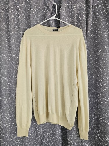 $1290 Mens ZEGNA Cashmere/Silk Crewneck Sweater 54 (L) Lemon Yellow NWT