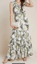 Misa Los Angeles Palm Print Maxine Maxi Dress Size S
