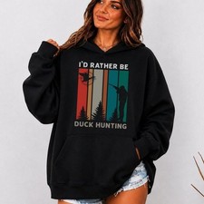 I'd Rather Be Duck Hunting Hoodie, Duck Hunting Silhouette with Trees