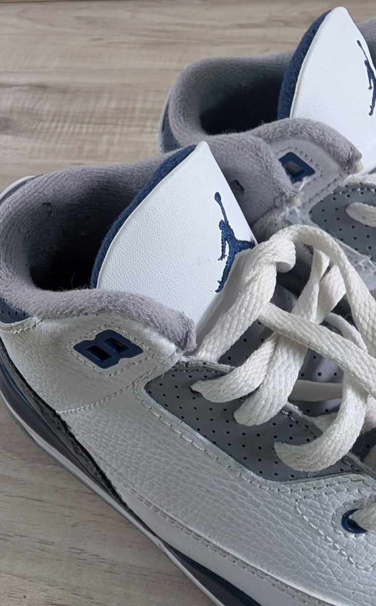 Nike Air Jordan 3 Retro White/Midnight Navy Toddler Sneakers