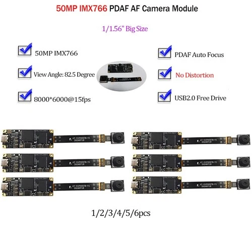 Lot of 50MP IMX766 USB Camera Module PDAF Auto Focus No Distortion 82.5° Webcam