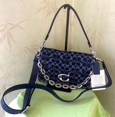 COACH CHAIN TABBY SHOULDER BAG 30 SIGNATURE DENIM:NWT DEEP BLUE