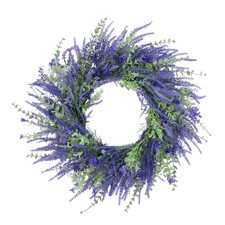 Lavender Wreath for Front Door, 24 Inch Artificial Lavender Flower Wreath for...