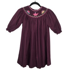 Rosalina Collections Aubergine Tea Party Smocked Bishop Dress Girl’s Size 6Y