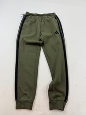 Adidas Sweatpants Mens Small Green Fleece Joggers 3-Stripes Logo Side Stripe