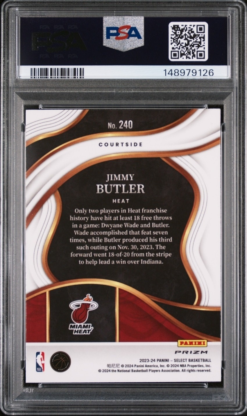 2023-24 Select Basketball - Jimmy Butler No.240 Courtside Elephant Prizm PSA 10 view 2