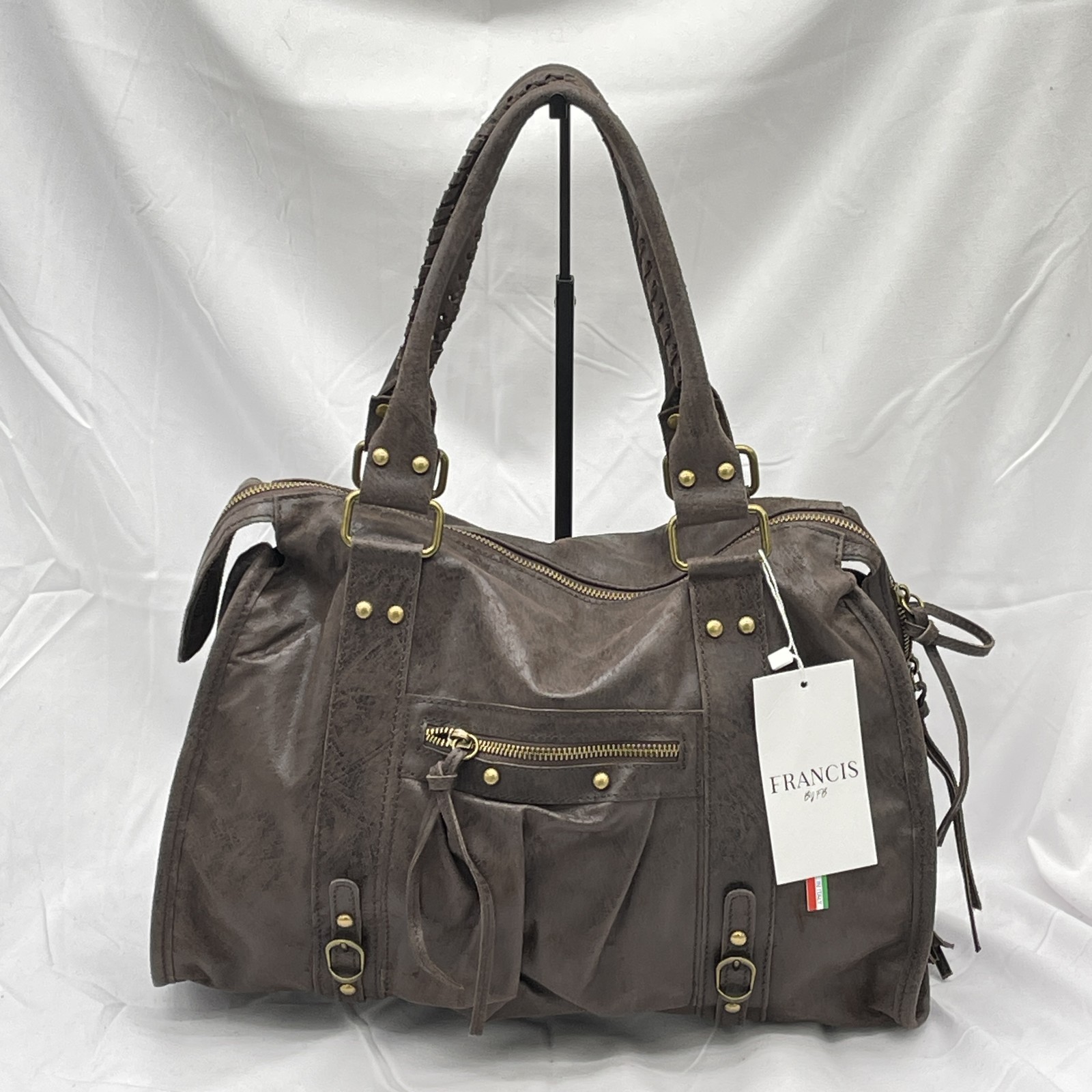 Francis By FB Womens It Girl Tote Bag Leather Crossbody Espresso Martini