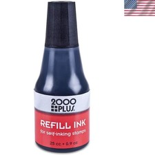 Self-Inking Refill Ink - Black, 25ml Bottle with Drip Tip for No-Mess Stamping