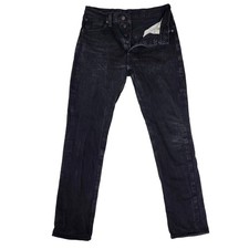 Levis 501 Black Denim Faded Jeans 30x32 Button Fly Straight Leg Washed Grunge
