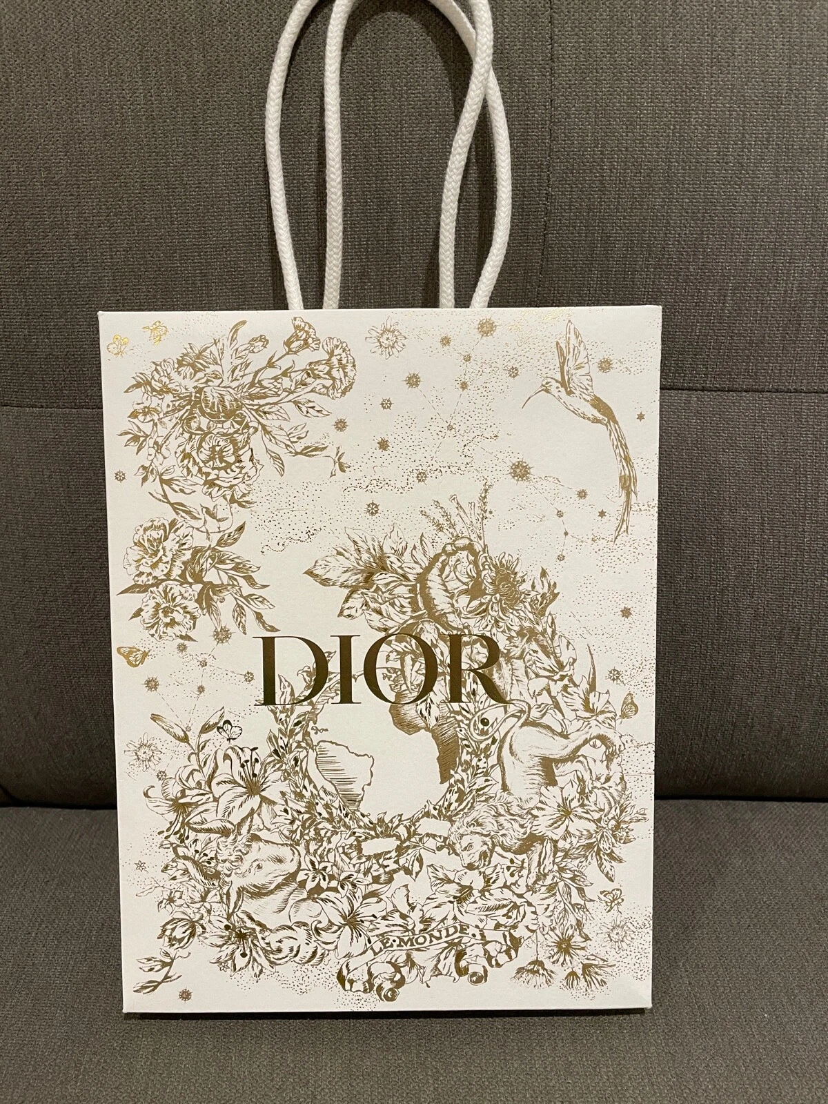 Sac cadeau Dior Noël 2021 blanc et or   NEUF