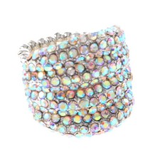 Silver Tone Stretch Metal Ring With Crystal Rhinestone R1251-SAB