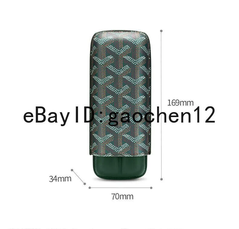 Pocket Cow Leather Case Holder 2 Tube Portable Travel Green Cigar Humidor Box - Image 2 of 4