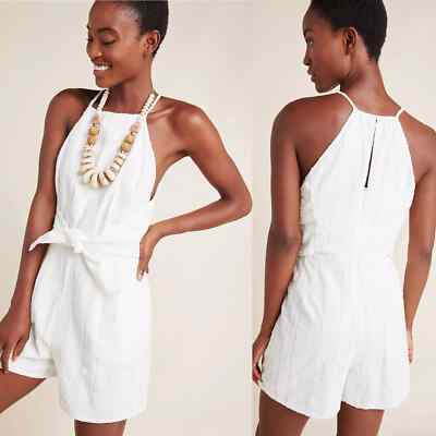 Anthropologie Greylin Theo Textured Linen Blend Romper US Size M