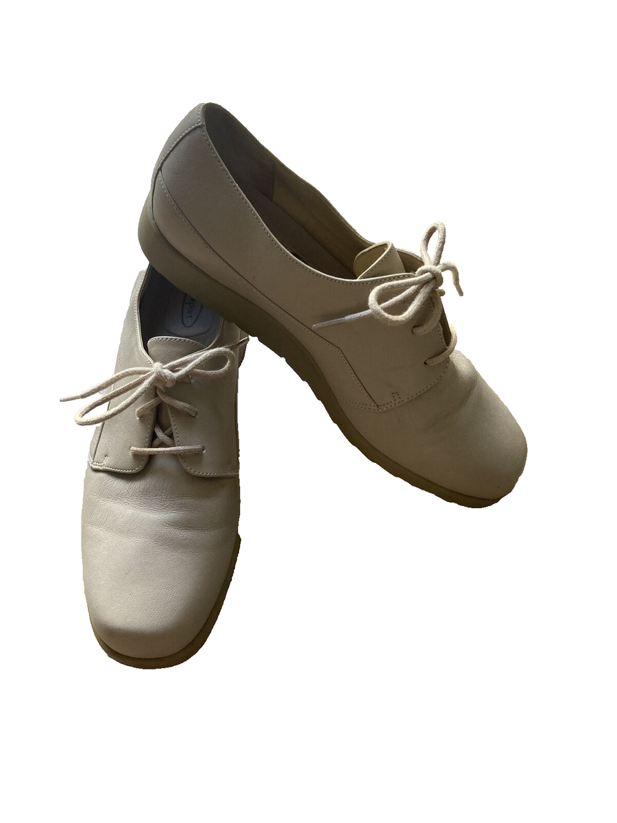 Rockport Beige Leather Oxford Shoes Women Size 6M Lace Up Walking Comfort